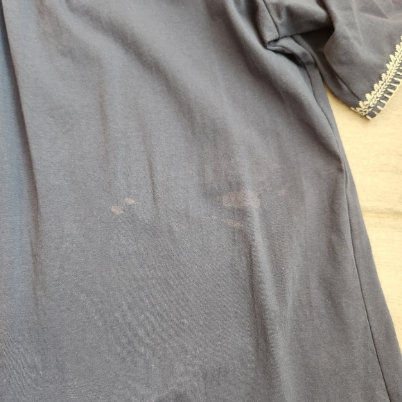 Calessa Top Women's L Navy Blue Cotton Red Embroidered Ethnic Boho 70s Relaxed - Picture 14 of 14